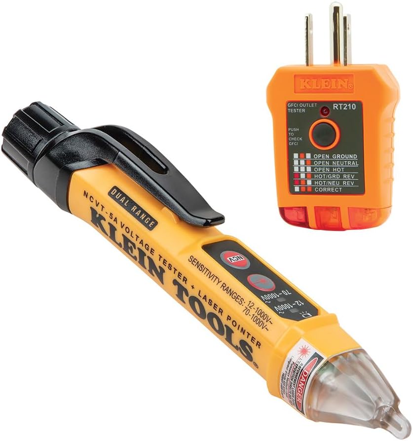 NCVT5KIT Electrical Test Kit, Dual-Range Non-Contact Voltage Tester with Laser Pointer and GFCI Receptacle Tester