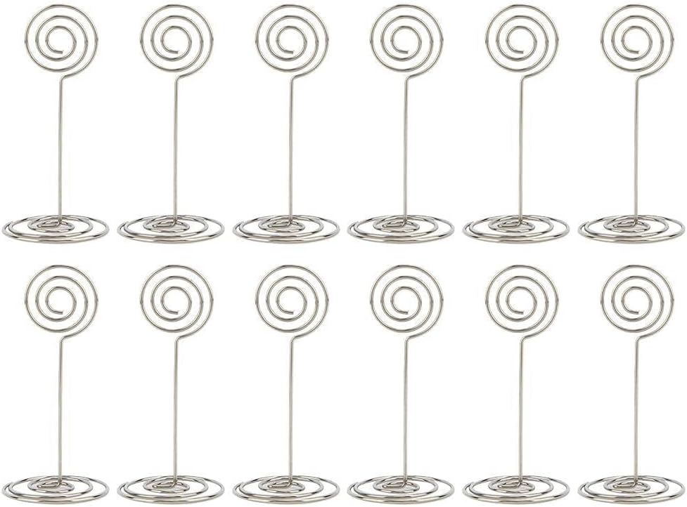 Table Number Photo Place Card Holders, Circle Metal Note Card Clip Holder Multicolor 12 pcs