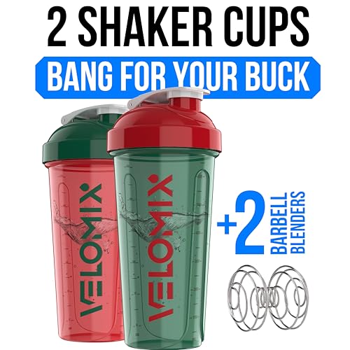 Image of VELOMIX -2 Pack- 28 oz Protein Shaker Bottles for Protein Mixes - 2x Wire Whisk | Leak Proof Shaker Cups for Protein Shakes and Pre Workout | Protein Shaker Bottle Pack (D1) Viva Palette