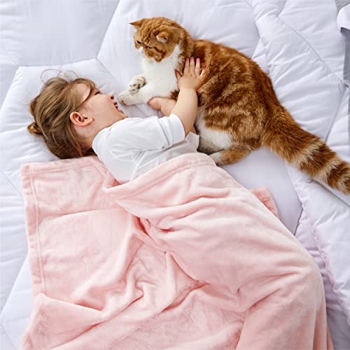 Image of Bedsure GentleSoft Bedding Fleece Blanket for Girls and Boys - Soft Cozy Cute Small Throw Blankets for Travel, 43x55 Inches, Pink