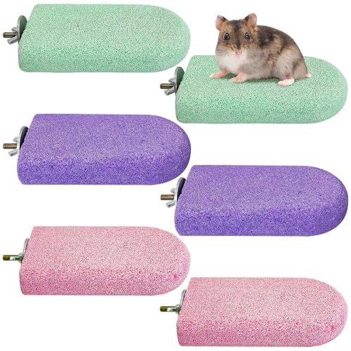 Apatal 6 Pack Lava Ledges for Rats Hamster Climbing Ledge Platform Hanging Pet Chewing Grinding Toys Small Animal Cage Accessories for Guinea Pig Gerbil Mouse(Medium Colorful)