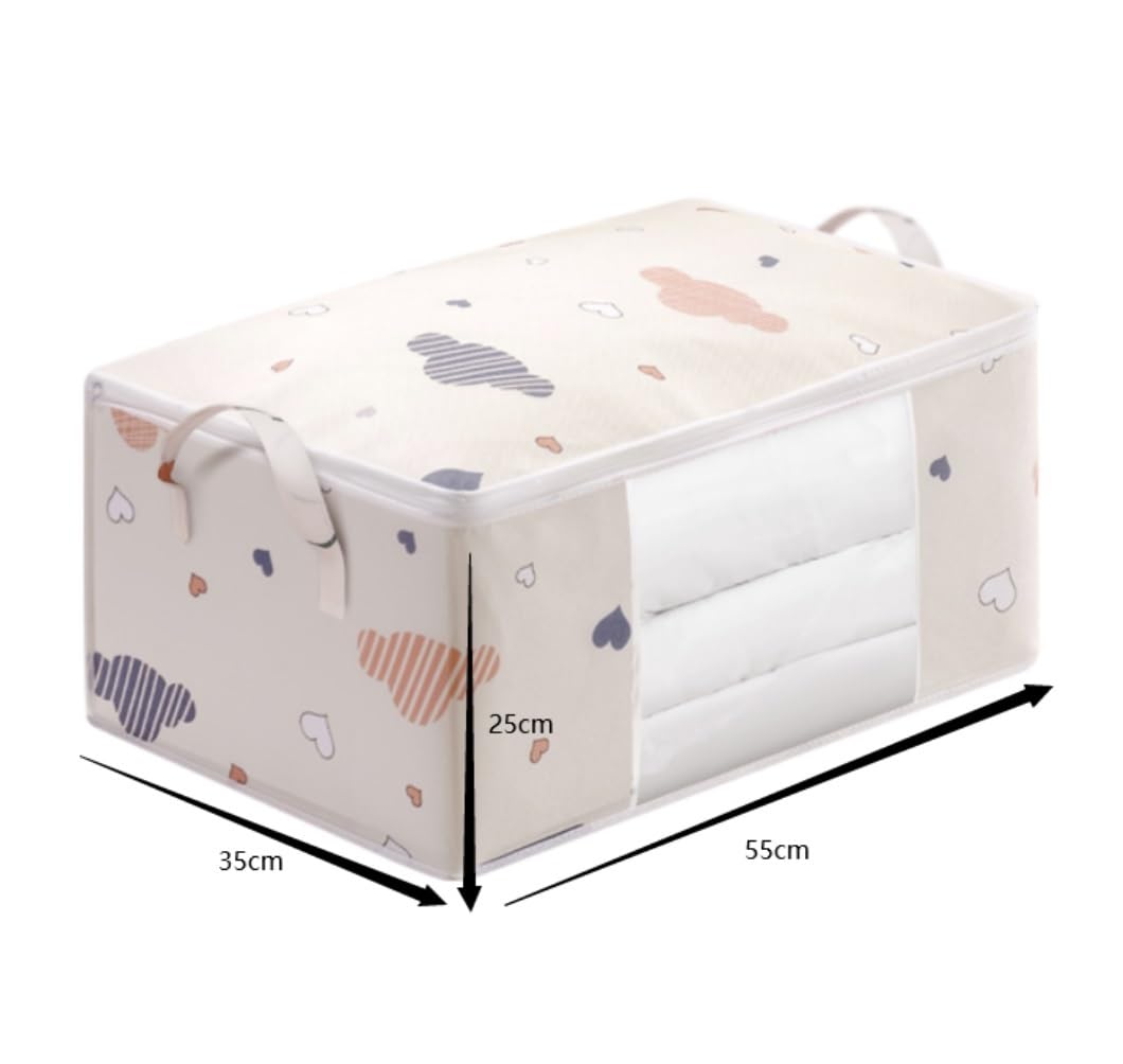 Reforzado Cajas Almacenaje Ropa Bolsa De Almacenamiento Organizadora Plegable Para Edredones Almohadas Mantas Ropa Cama Edredón Manta Apilables Organizador(B,55 * 35 * 25cm)