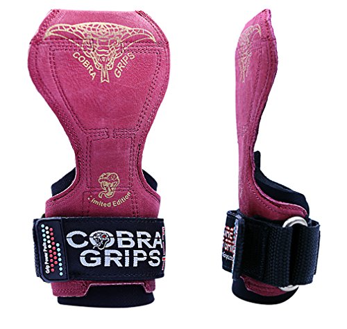 Cobra Grips Pro Weight Lifting Gloves Heavy Duty Straps Alternative To Power Lifting Hooks For Deadlifts With Built In Adjustable Neoprene Padded Wrist Wrap Support Bodybuilding (Fit Red Leather) #TOP3