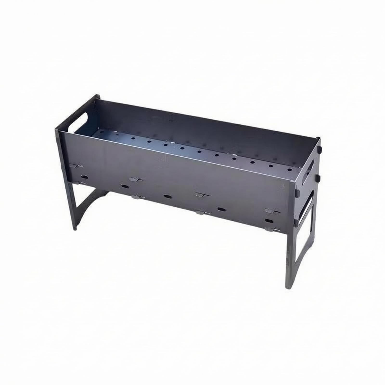 Outdoor Tragbarer Grill Holzkohlegrill Brikettgrill Faltgrill mit Luftzirkulation durch Seitenlöcher Metallgehäuse Seitlichen Ausschnittgriffen, style to 1