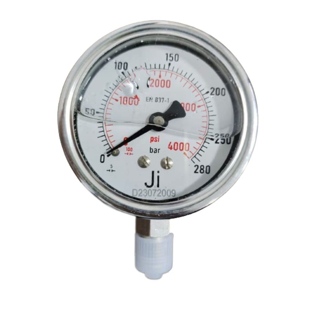 "Ji" Japsin Instrumentation Pressure Gauge Glycerin Filled Industrial Heavy Duty, Dial 2 1/2" (63 mm) Range 0 to 280 Bar With Dual Scale of 4000 PSI, Direct Mounting Bottom Entry 1/4" BSP (M) (B0C5R91FTT) Amazon Price History, Amazon Price Tracker
