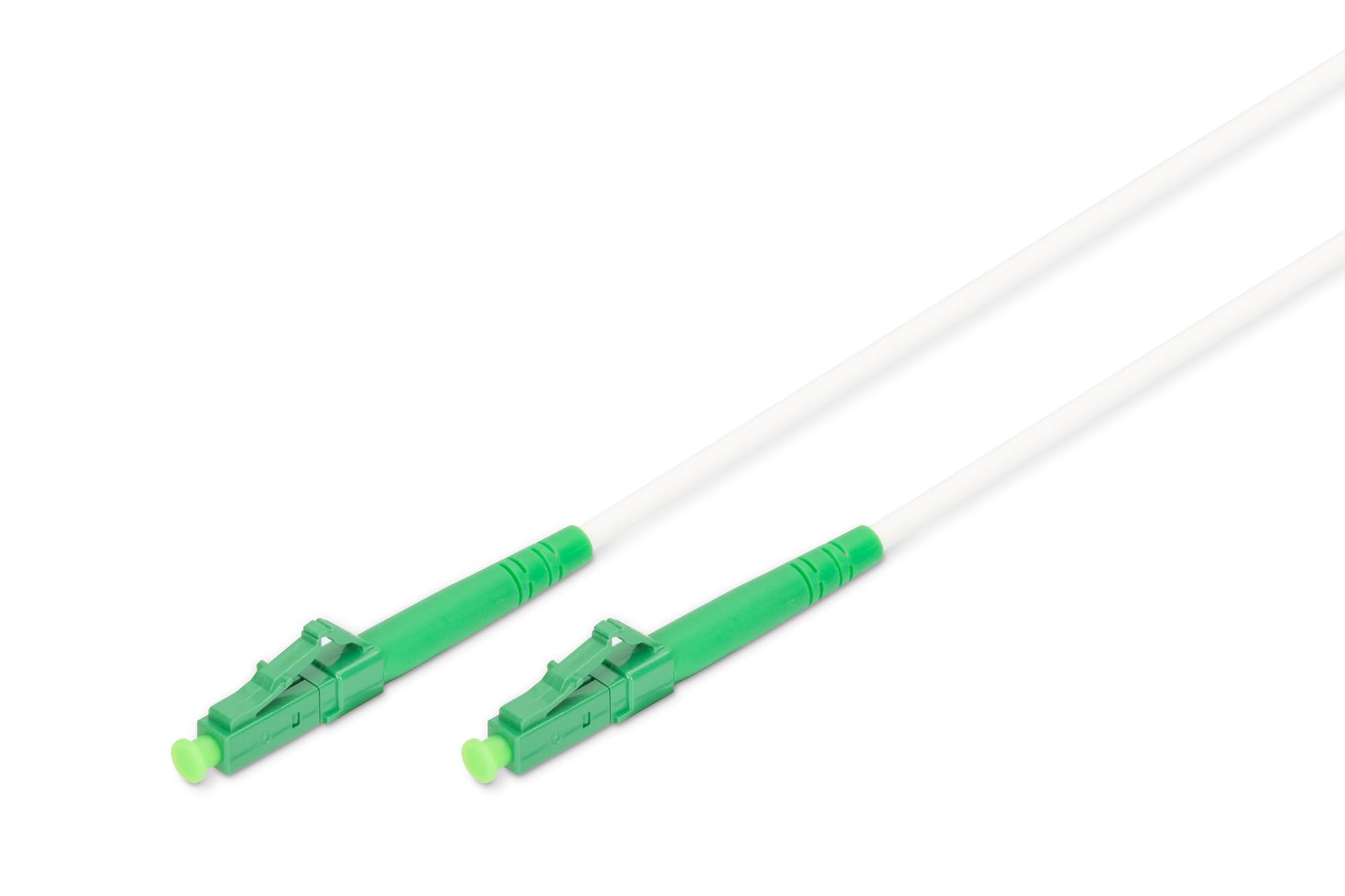 DIGITUS Fibre optic cable OS2 – 5 m – LC/APC to LC/APC – Armoured – Simplex FO cable – SM single-mode fibre optic LAN cable – Fibre type: 9/125 µ – LSZH – White/green