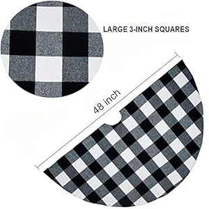 Senneny 48 Inch Buffalo Plaid Christmas Tree Skirt - Larger 3 Inch Black and White Checked Tree Skirts Mat for Christmas Holiday Party Decorations - 4 ft Diameter (48 Inch, Black and White) Senneny 48 Inch Buffalo Plaid Christmas Tree Skirt Larger 3 Inch Black and White Checked Tree Skirts Mat for Christmas Holiday Party Decorations 4 ft Diameter 48 Inch Black and White