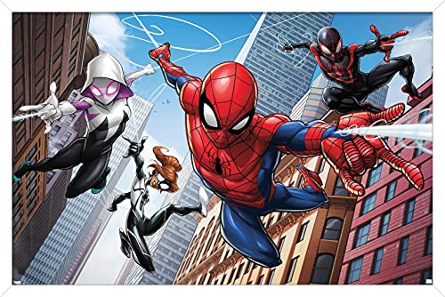 Trends International Marvel Comics - Spider-Man - Web Heroes Wall Poster, 14.725" x 22.375", White Framed Version