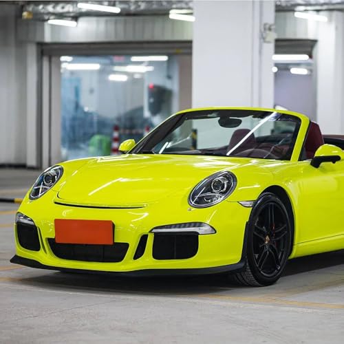 Image of LZLRUN High Gloss Vinyl Realistic Paint Wrap Roll Car Sticker Film Decal Bubble Free Come with Installation Tool Set (Lime Green, 1.65ft x 5ft)