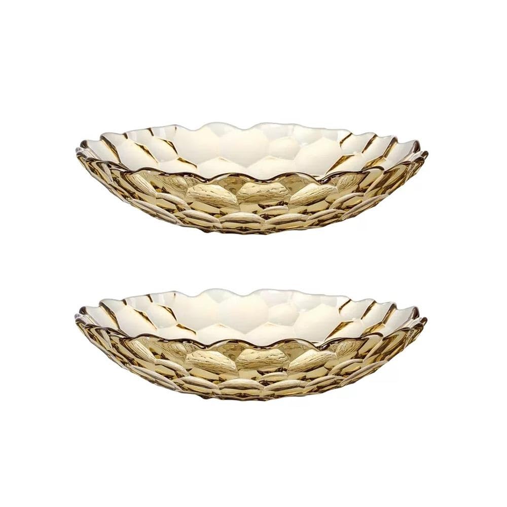 HPTHLY Fruit Plate Fruit Plate Decorative Plate Round Fruit Plate For Home Kitchen Hotel Restaurant Snack Plate Candy Plate Set Of 2 Fruit Bowl (Yellow)