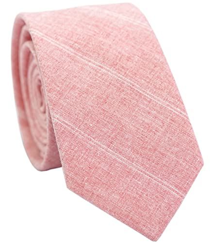 Image of BELLUNO Men's 2.5 inch Skinny Solid Cotton Linen Ties