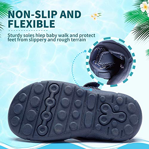 Woueoi Toddler Boys Aqua Water Shoes Closed-Toe Girls Sport Beach Sandals Lightweight(Royal Blue,9.5 Toddler) #TOP4