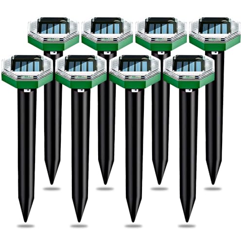 8 Stück Solar Maulwurfschreck, Maulwurf Vertreiber Ultraschall, Ultraschall Maulwurfvertreiber für Mäuse, Solar Maulwurfabwehr, Wühlmausschreck für Maulwurf, Nagetier, Schlange