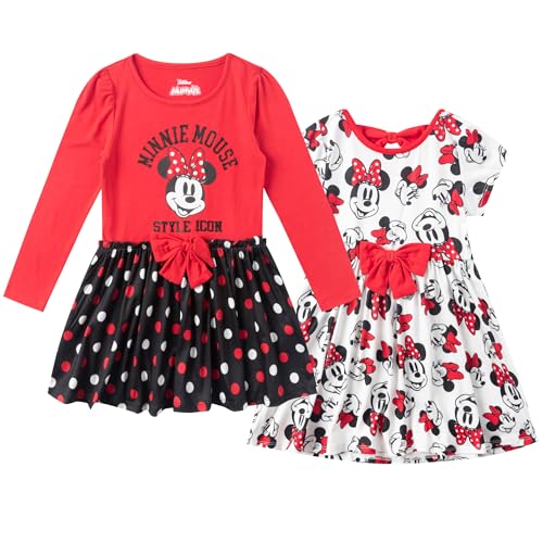 Disney Minnie Mouse Girls 2 Pack Dresses for Toddlers and Big Kids