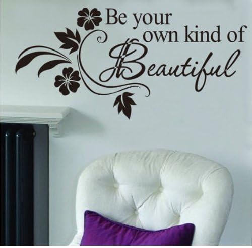 Miniatura 2 de Newsee - Adhesivos decorativos para pared, 11.8 x 23.6in, diseño de texto "Be Your Own Kind of Beautiful Cit", color negro