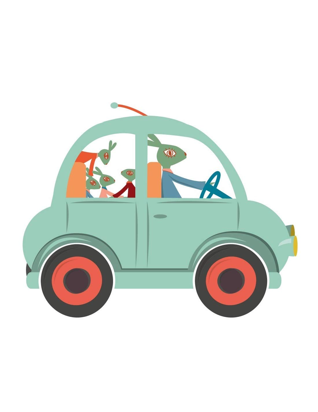 Sticker Enfant Voiture Bleu Turquoise Grand Format de Chambre Garçon