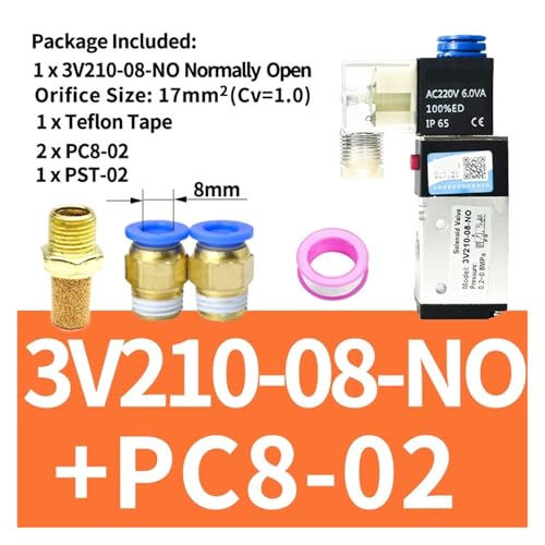 Électrovanne pneumatique 24V 3 voies normalement ouvertes 8mm