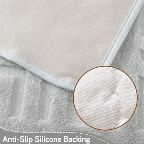 Image of HOKIPO 'Velvet Maze' Premium Sofa Backrest Cover Mat 55x80 cm with Anti-Slip Backing | 1 Pc - Light Grey (AR-6279-LGRY)