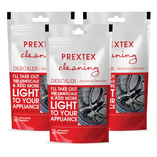 Image of Prextex Descale Compatible For All Washing Machine Front Load and Top Load, Cleaning Powder, Descaling Powder, Remove Odours and Buildup, Drum Cleaner 100 gram(100 g (Pack of 3))