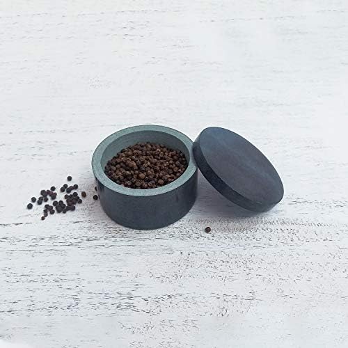 Kaizen Casa Unique Salt and Pepper Box Elegant Stone Salt Box with Lid for Salt, Spice and Herbs Storage ( 8.89cm x 5.08cm)