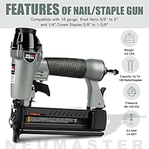 NEU Master Nail Gun, 2 in 1 Pneumatic Brad Nailer/Staple Gun — photo 4 of 6