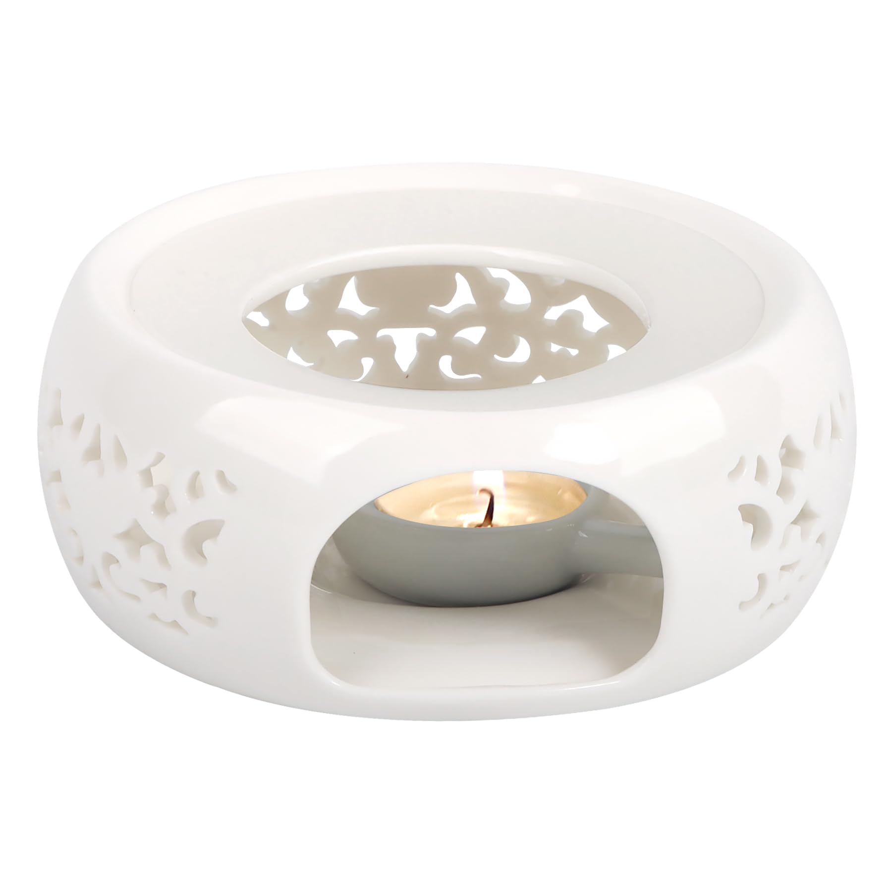 kaycrown teapot warmer ceramic tea warmer with tealight holder teapot heater for heating tea coffee milk tea light warmer white