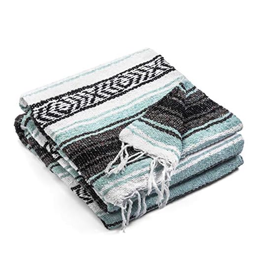 Topaz Hill Authentic Mexican Blanket - Premium Yoga Blanket Beach Blanket - Perfect Picnic Blanket, Travel Blanket, Outdoor Blanket - Well Made Yoga Bolster