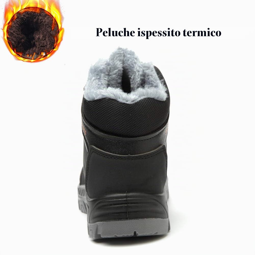 Scarpe Antinfortunistiche Invernali Leggere Uomo Donna Impermeabili Scarpe da Lavoro con Punta in Acciaio, con Calda Imbottitura, Stivali Sicurezza