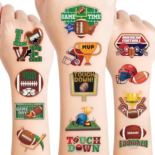 50 PCS Football Temporary Tattoos for Kids, American Football Fake Tattoos for Birthday Party Supplies Sport Themed Tattoo Stickers for Kids Boys Girls Party Bag Filler