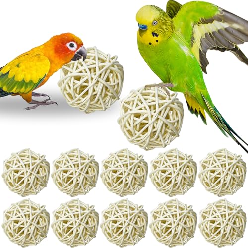 Tfwadmx 10 Pcs Willow Ball, Bird Foraging Toys Natural Bird Toys Chew Small Animal Chew Toy Activity for Parrot Macaw Hamster Guinea Pig Rat Parakeet Cockatiels Conure Finch Budgerigar Lovebird
