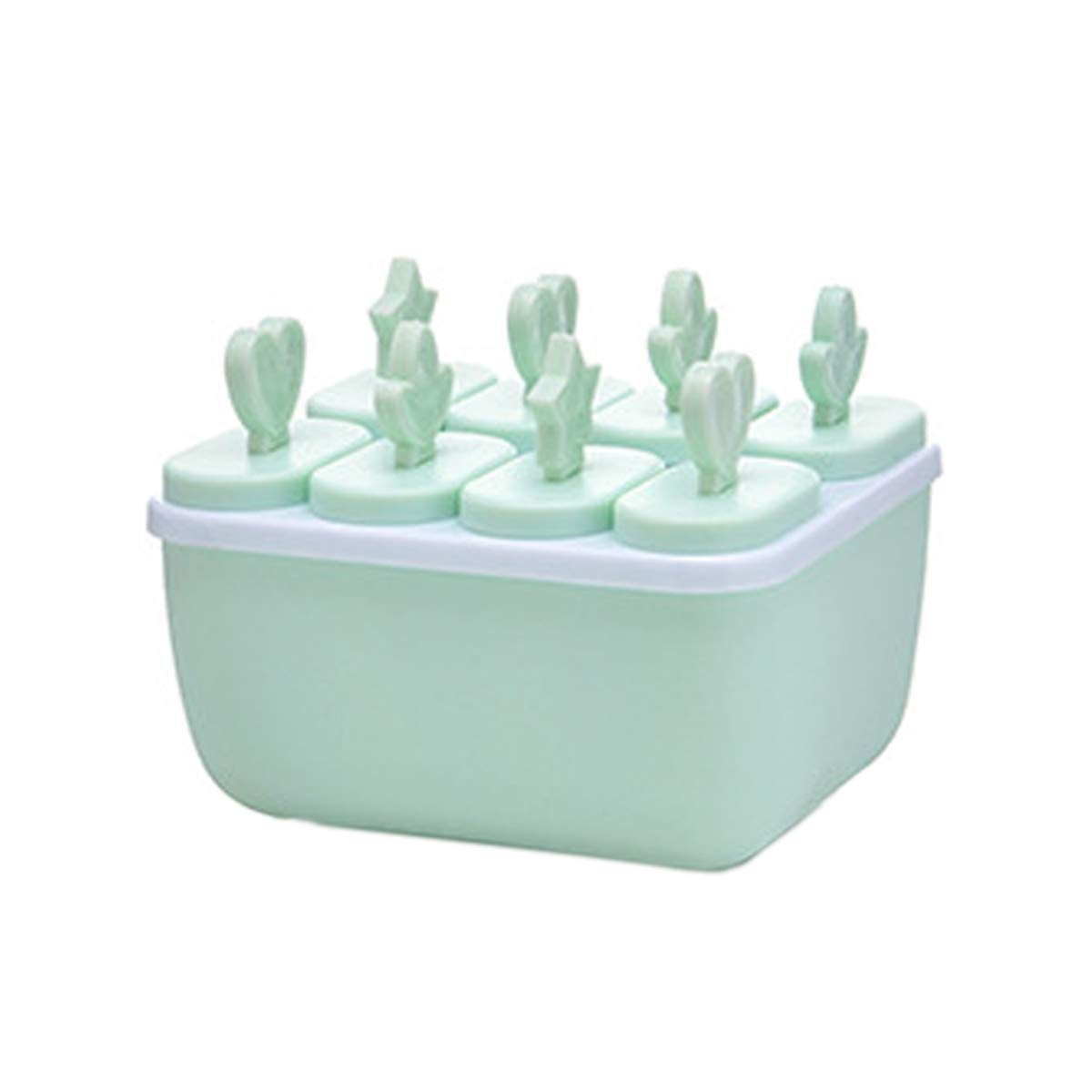 Popsicle Mold I3C 8 Grid Frozen Ice Cream Maker Lollipop Jelly Mold Tray Ice Pop Molds Popsicle Mold Tray Silicone Frozen Ice Popsicle Maker with Stick Lid DIY Juice Yogurt Lollipop Mold 8-Slot Green