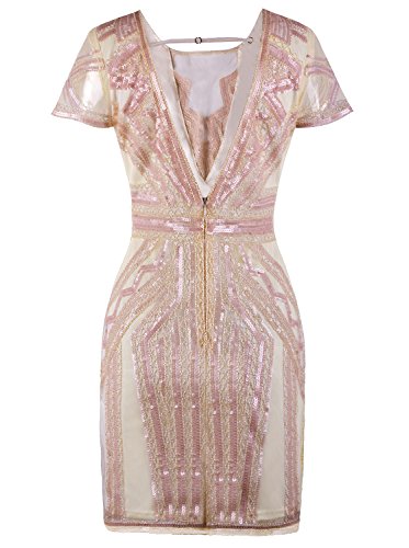 Image of Vijiv 1920s Short Prom Dresses V Neck Inspired Sequins Cocktail Flapper Dress