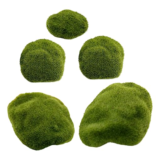 Cabilock 5sets Artificial Moss Rocks DIY Landscape Decor Moss Art for Garden Fake Stone Outdoor Garden Prop 5pcs*5