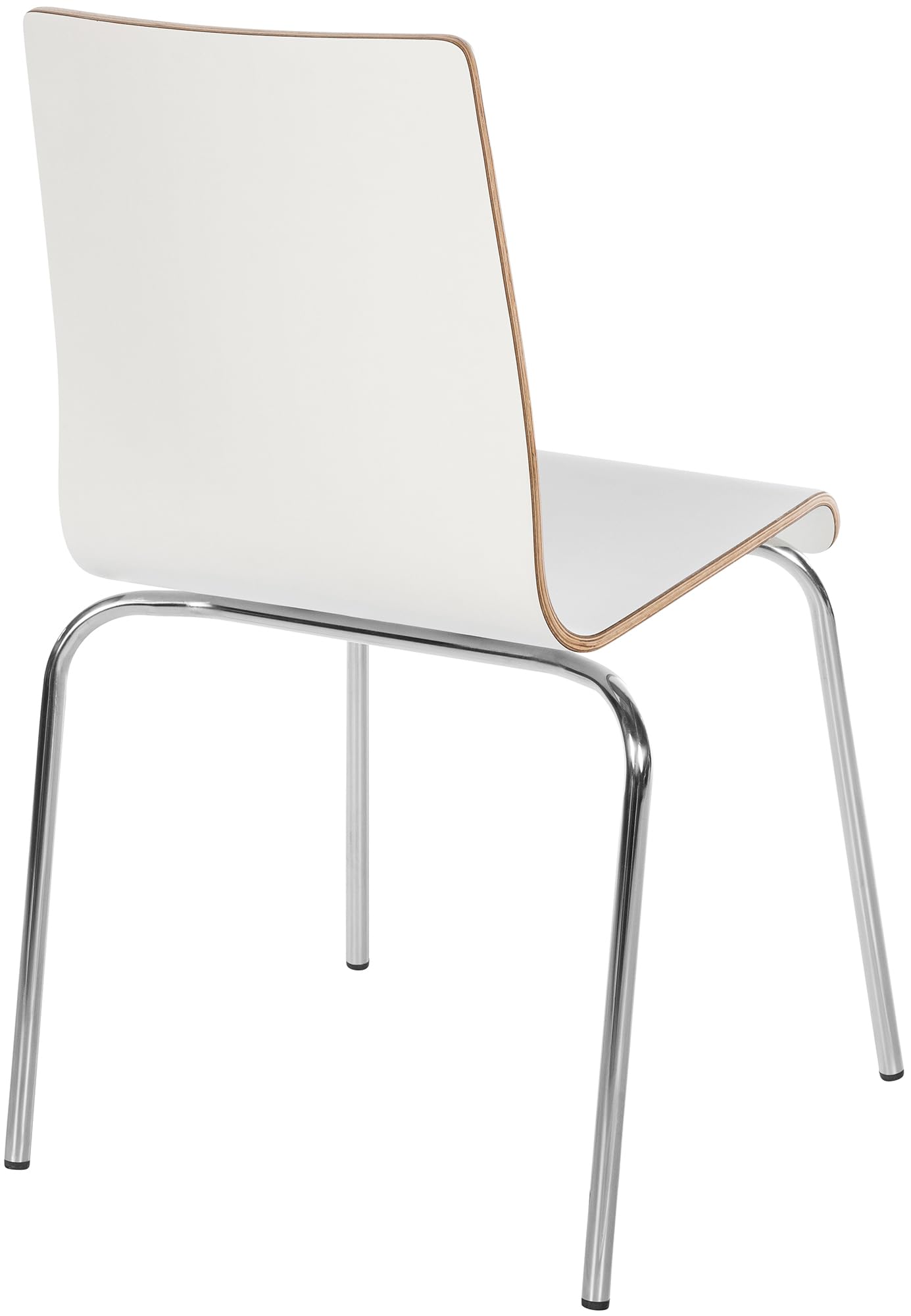 CLP Silla apilable Gahanna de Madera Moldeada con Laminado HPL, Estructura de Acero Cromado, Carga hasta 150 kg, Comedor y Oficina, Color:Blanco