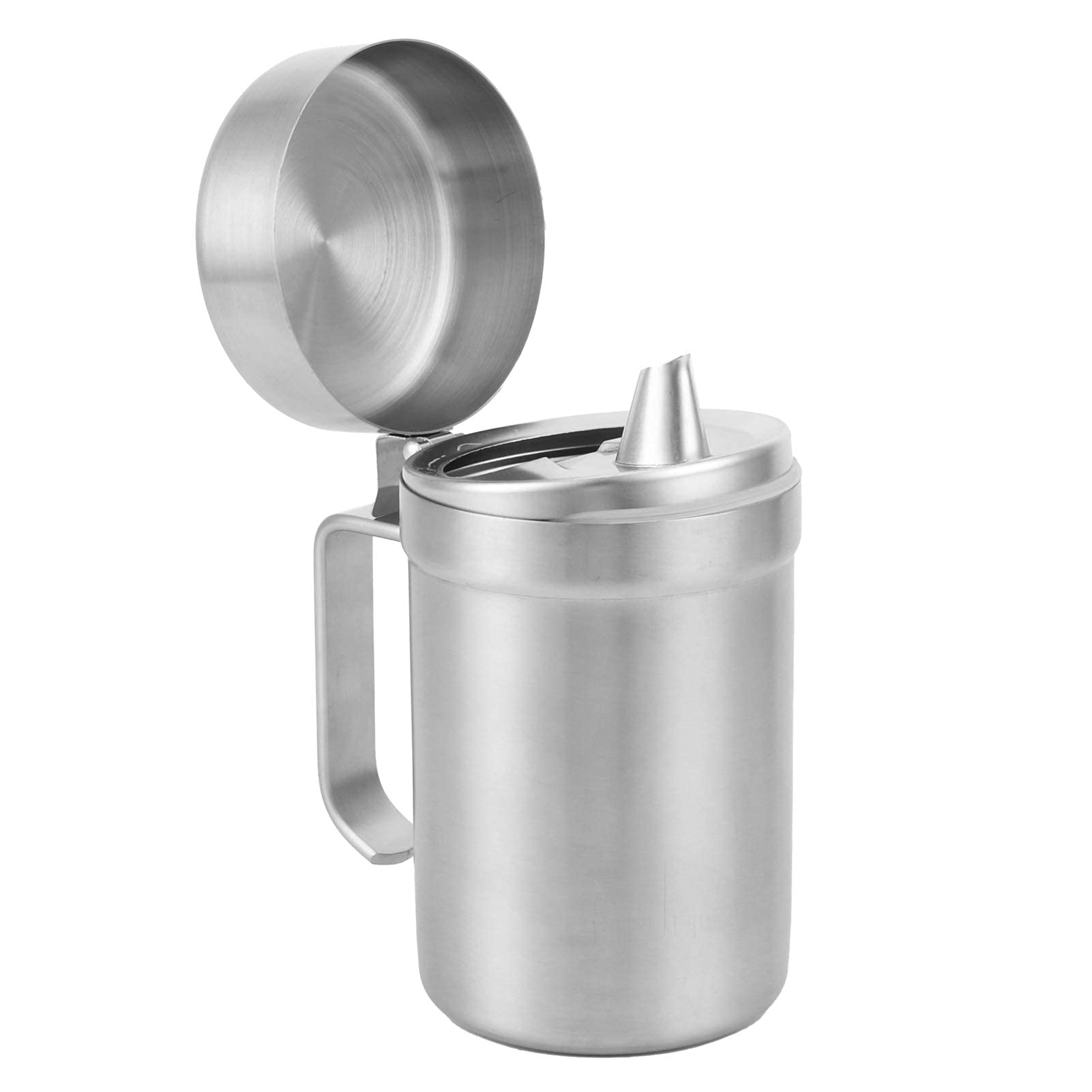 Bottiglia Dispenser Olio D'Oliva in Acciaio Inox 550 Ml, Contenitore Vaso Dispenser Olio A Prova di Perdite con Coperchio per Grasso Pancetta, Olio per Cucinare O Friggere