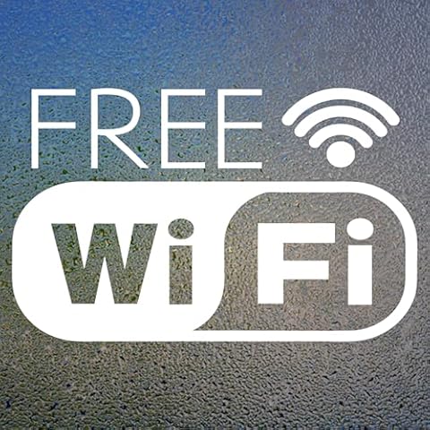 Free WiFi Sign Vinyl Sticker 8"x5" for Window, Desk, Door, Signs Business Removable Easy to Clean Waterproof Decal 4 Pack - Sweetums Signatures Cover