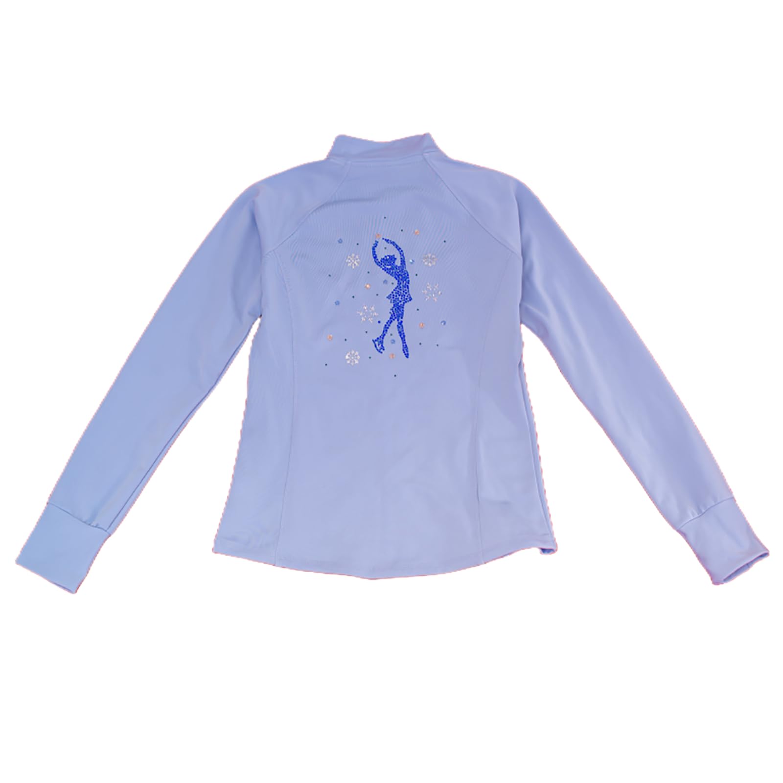 Niñas Conjunto de Chaqueta y Pantalones de Práctica Patinaje sobre Hielo, Trajes de Competición Entrenamiento Patinaje Artístico con Diamantes de Imitación(Size:L,Color:Azul)