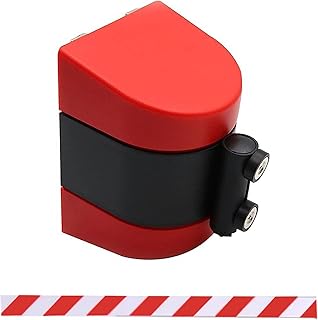 Red Magnetic Attraction Retractable Belt Barrier,6.6/9.8/16.4FT Optional,Magnetic Queuing Safety Tape Cordon with mounting Accessories,for Crowd Control(A,10M/32FT)