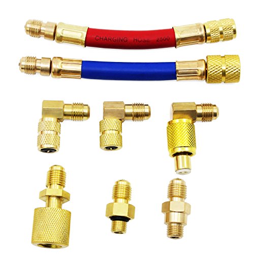 HSEAMALL - Juego de 8 adaptadores de refrigeración para Aire Acondicionado de Coche R134A R12