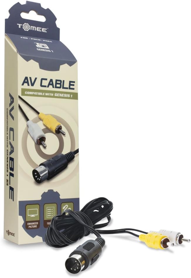 Tomee AV Cable for Sega Genesis Model 1 – High-Quality Composite Video & Audio Connection for Classic Gaming Consoles