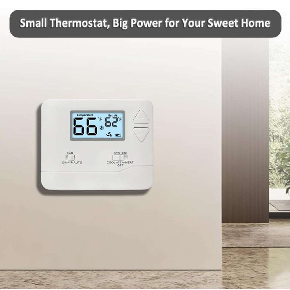 Termostato Inteligente Termostato para el Hogar No Programable Sistemas de una Etapa, 1/1 Frío, Fácil de Instalar, Retroiluminación