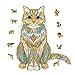 120 Pcs Holzpuzzle Puzzle, Holzpuzzle Katze, Einzigartiges Holzpuzzle In Tierform, Weisheit Inspirieren Bestes Geschenk Für Erwachsene Und Studenten, Familien Spiel, Sammlung, Dekoration (Gelb)