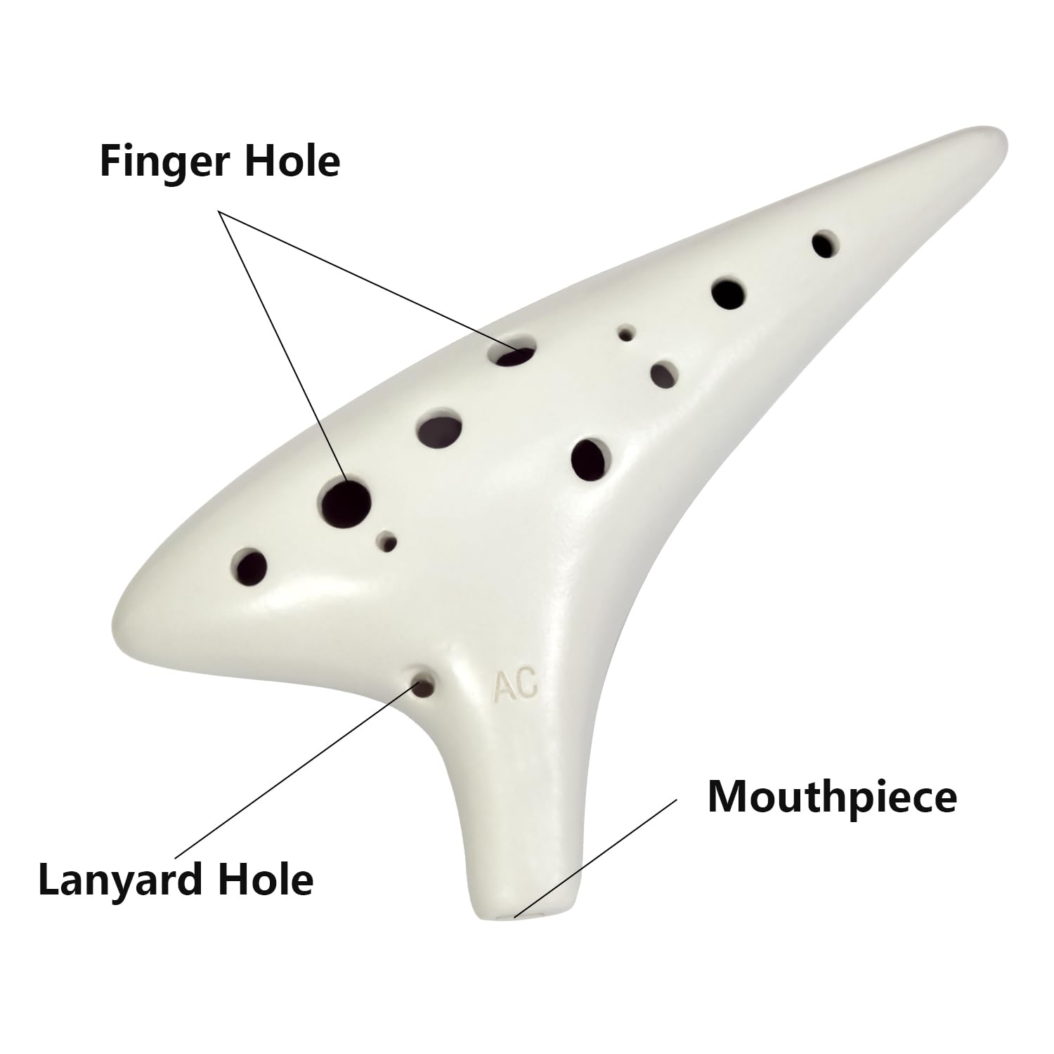 Alt-C-Schlüssel Weiß – Ocarina Professional Master Tuning 12-Loch Keramik Piccolo weißes Aussehen ist schöner, kommt mit Grifftabelle, Umhängeband und Aufbewahrungsbox