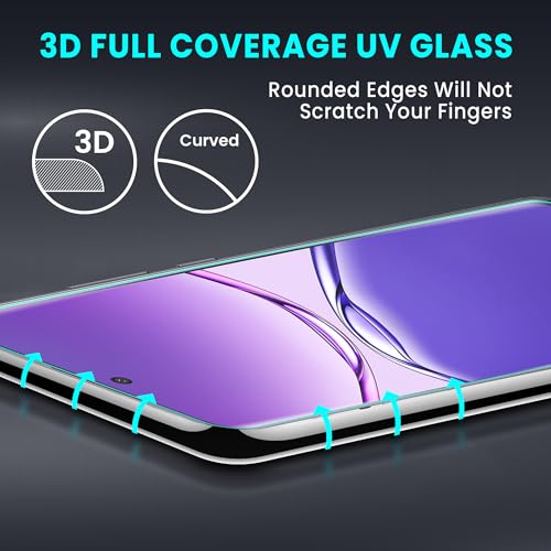 Image of ArmourPro UV Glue Tempered Glass for Oppo F29 Pro Curved Screen Protector, 9H Anti Scratch, Edge-to-Edge Coverage, HD Clarity, Easy UV Kit with Cable Protector
