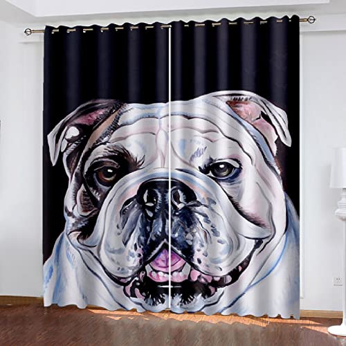 JJDSL Cortinas Salón Habitación Pintado Perro 170 x 200 cm Visillos salón Paneles con Ojales para Dormitorio Comedor Cocina Sala Cuarto Cover