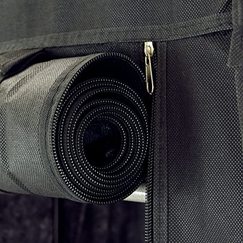 PrimeMatik - Garderobe und Schuhe Stoffschrank Faltschrank Kleiderschrank 60 x 30 x 160 cm schwarz mit Rolltore