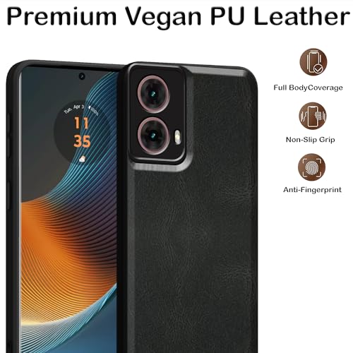 Image of amazon basics Back Cover for Moto Edge 50 Fusion 5G | Ultra Slim Soft Rubberised Case | Oil Feel Soft Leather Back | Camera Protection - Black