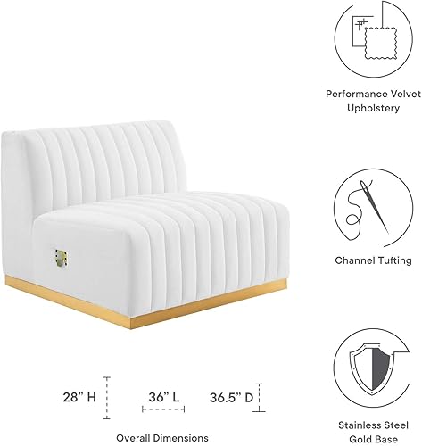 Miniatura 160 de Modway Conjure - Sofá seccional tapizado de terciopelo de alto rendimiento, con canal, silla sin brazos en negro y gris Negro-Gris,Negro