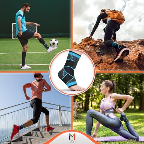 Mata1 - Knöchelbandage für Männer & Frauen - Fußbandage für Plantarfasziitis, Verstauchungen, Achillessehnen & Sehnenentzündungsunterstützung - Verstellbare Kompressionshülse mit elastischen Bändern.