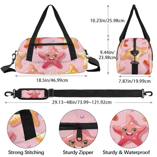 Colorful Starfish Kids Duffle Bag Boys Girls Small Sport Dance Gym Bag for Overnight Travel Weekender Carry On4